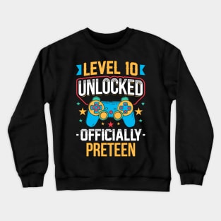 Level 10 Unlocked Official Preteen 10th Birthday Crewneck Sweatshirt